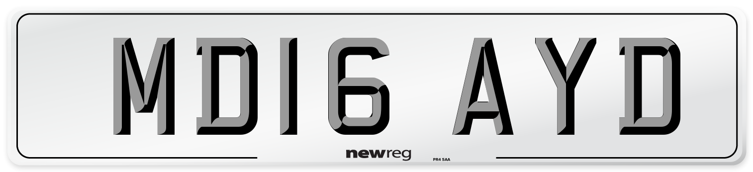 MD16 AYD Number Plate from New Reg